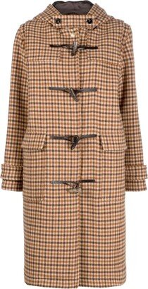 Inverallan check-jacquard wool duffle coat