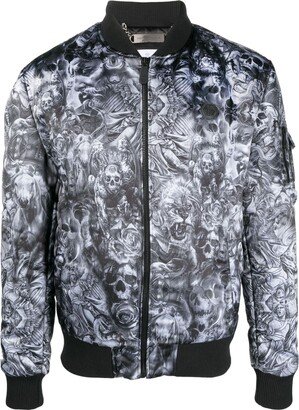 Tatto-print bomber jacket