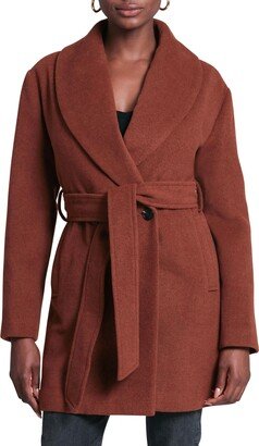 Shawl Collar Wool Blend Belted Coat