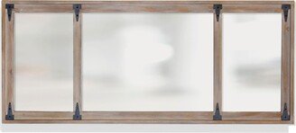 Natural Hinged - Wooden Framed Farmhouse Mirror With Metal Gate Hardware