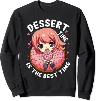 Anime Dessert Treats Merch by NLTS Anime Chibi Dessert Print – Dessert Time is the Best Time Sweatshirt