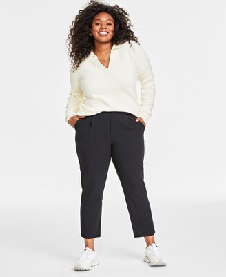 On 34th Plus Size Solid Double-Weave Ankle Pants, Created for Macy's