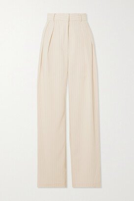 The Frankie Shop - Tansy Pleated Pinstriped Crepe De Chine Straight-leg Pants - Neutrals