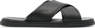 Criss-Cross Leather Slides