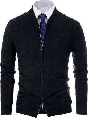 PJ PAUL JONES Mens Casual 2-way Zip Cardingan Sweater Stand Collar Full-Zip Sweater Jacket - Blue - XL