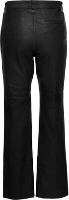 'Hybiscus' Black Pants with Welt Pockets in Leather Woman