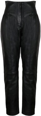 High-Waisted Leather Trousers-AK