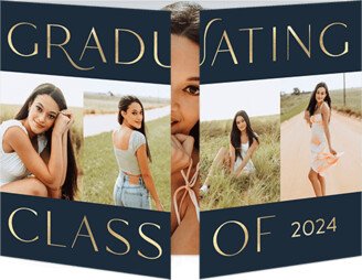 Graduation Announcements: Graceful Grad Graduation Announcement, Black, Gate Fold, Matte, Folded Smooth Cardstock, Square