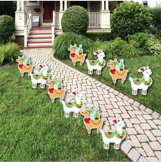 Big Dot of Happiness Fa La Llama - Lawn Decorations - Outdoor Christmas and Holiday Party Yard Decorations - 10 Piece