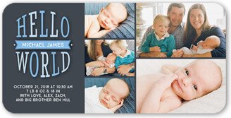 Birth Announcements: Hello Newborn Boy Birth Announcement, Gray, Signature Smooth Cardstock, Rounded