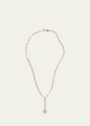 Nak Armstrong Small Strap Heart Pendant Necklace with White Diamonds and Yellow Gold