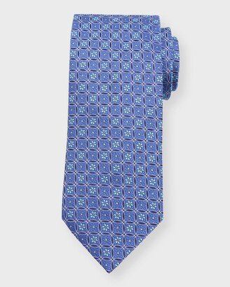 Men's Floral Circle-Print Silk Tie