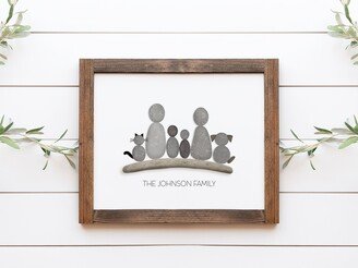 Personalized Family Name Print, Pebble People, Christmas Gift For Mom Dad Parents Custom Print Our Rocks