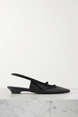 Sabik Grosgrain-trimmed Glossed-leather Slingback Pumps - Black