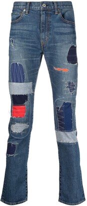 Patchwork Slim-Fit Jeans