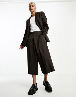 culotte suit pants in brown