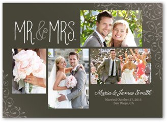 Wedding Announcements: Just Flourishing Wedding Announcement, Brown, Signature Smooth Cardstock, Square