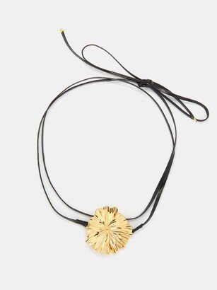 Gardenia 18kt Gold-plated And Leather Choker