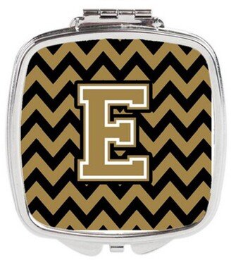 CJ1050-ESCM Letter E Chevron Black & Gold Compact Mirror, 3 x 0.3 x 2.75 in.