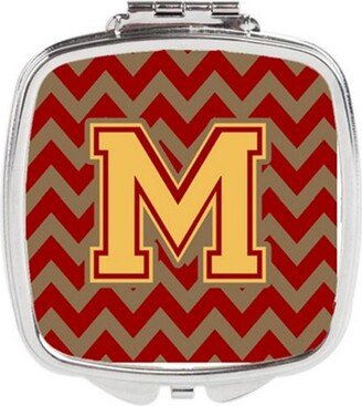 CJ1048-MSCM Letter M Chevron Garnet & Gold Compact Mirror