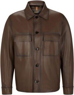 Regular-fit jacket in hand-waxed nappa leather