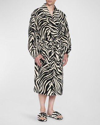 Men's Cotton Zebra-Print Robe