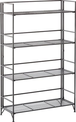 4-Shelf Iron Folding Bookcase Pewter