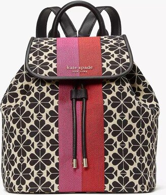 Spade Flower Jacquard Stripe Sinch Medium Flap Backpack