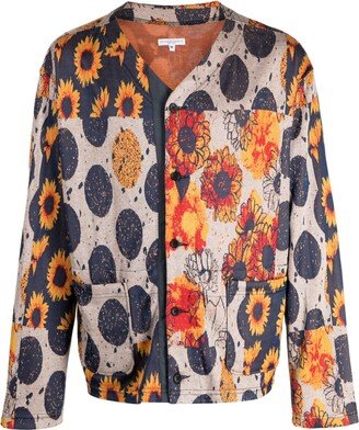 floral intarsia-knit V-neck cardigan