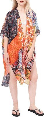 Save The Ocean Floral & Garland Chiffon Cover-Up Kimono