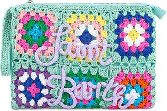 Parisienne Water Green Crochet Pochette With Saint Barth Embroidery