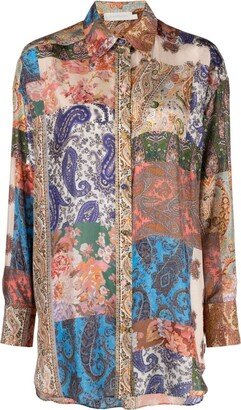 Graphic-Print Silk Shirt