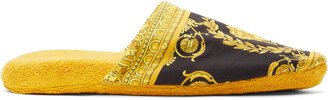 Black & Gold Baroque Slippers