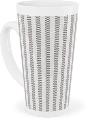 Mugs: French Ticking Stripe - Grey Tall Latte Mug, 17Oz, Gray