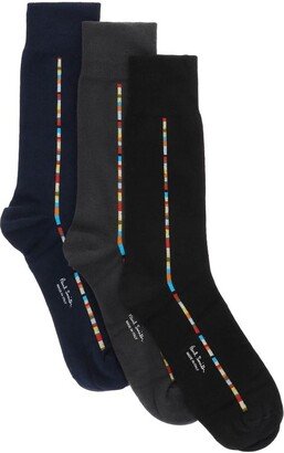 Pack Of Three Stripe Detailed Socks