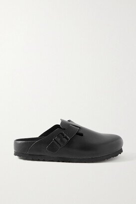 Boston Suede-trimmed Leather Clogs - Black