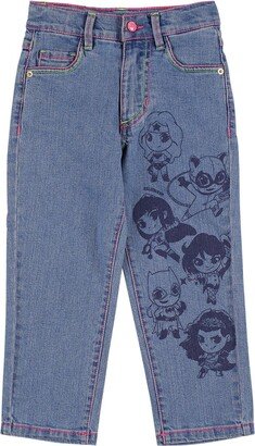 Printed stretch cotton denim jeans