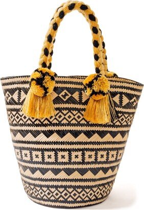Washein Premium Black Woven Straw Basket Bag