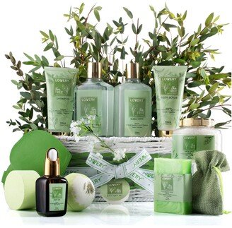 Lovery Tea Tree Home Spa Body Care Gift Set, Natural Bath Gift Basket, 15 Piece