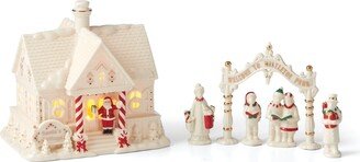 Mistletoe Park Light-up Cottage and Carolers Figurine, Set of 6