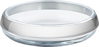 DUO Small Round Glass Bowl With Stainless Steel Collar