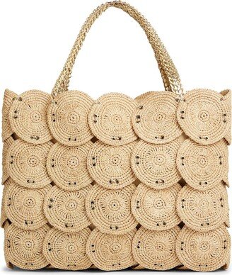 Rabanne Overlapping-Disc Raffia Beach Bag