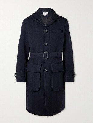 Grandpa Belted Herringbone Wool Coat