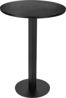 Keli 43 Inch Outdoor Bar Table, Black Aluminum Frame, Foldable Design