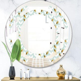 Designart 'Golden Foliage X' Printed Modern Round or Oval Wall Mirror - Space