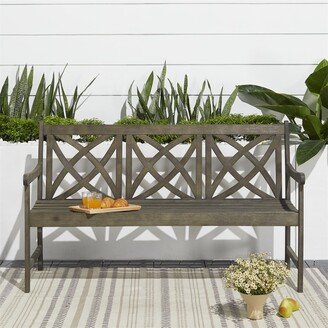 TONWIN 57L x 24W x 34H Outdoor Patio Hand-scraped Wood Garden Bench