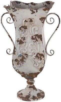 Beige Metal Distressed Vase