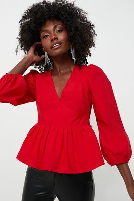 Hyacinth House Red Puff Sleeve Elaina Blouse