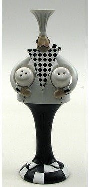 Chef Salt and Pepper Set - Grey/Black/White - 3.75W x 10H x 2.5D