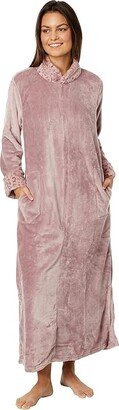 N by Natori Plush Lynx Zip Robe (Nude Blush) Women's Robe